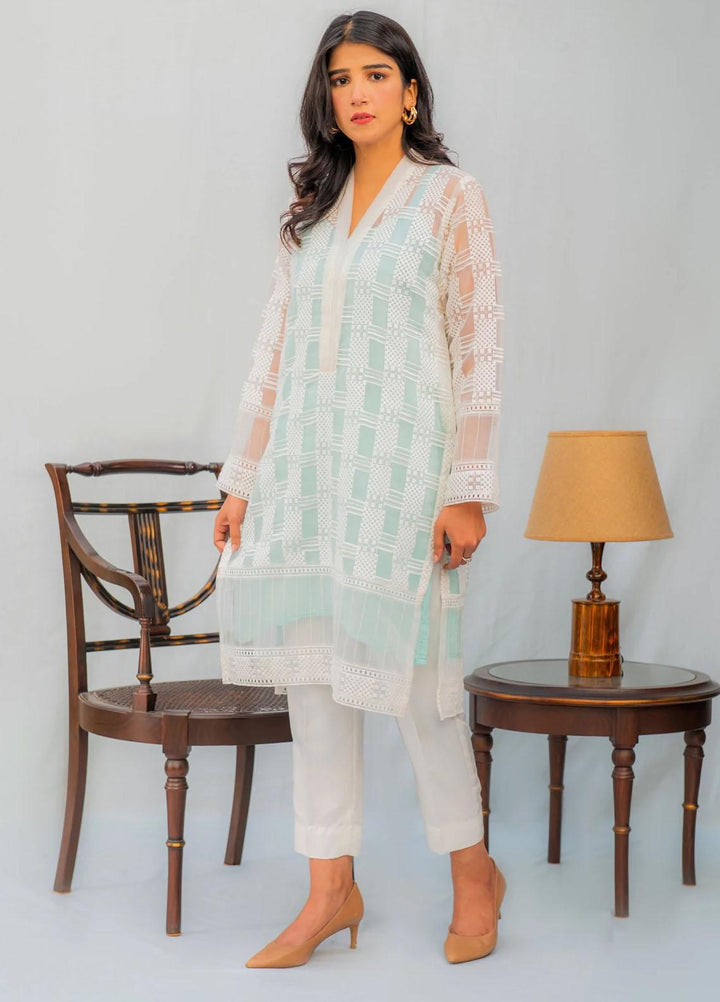 Naaz Couture Casual Pret  Organza 2 Piece Dress NC22PE Aysun-White