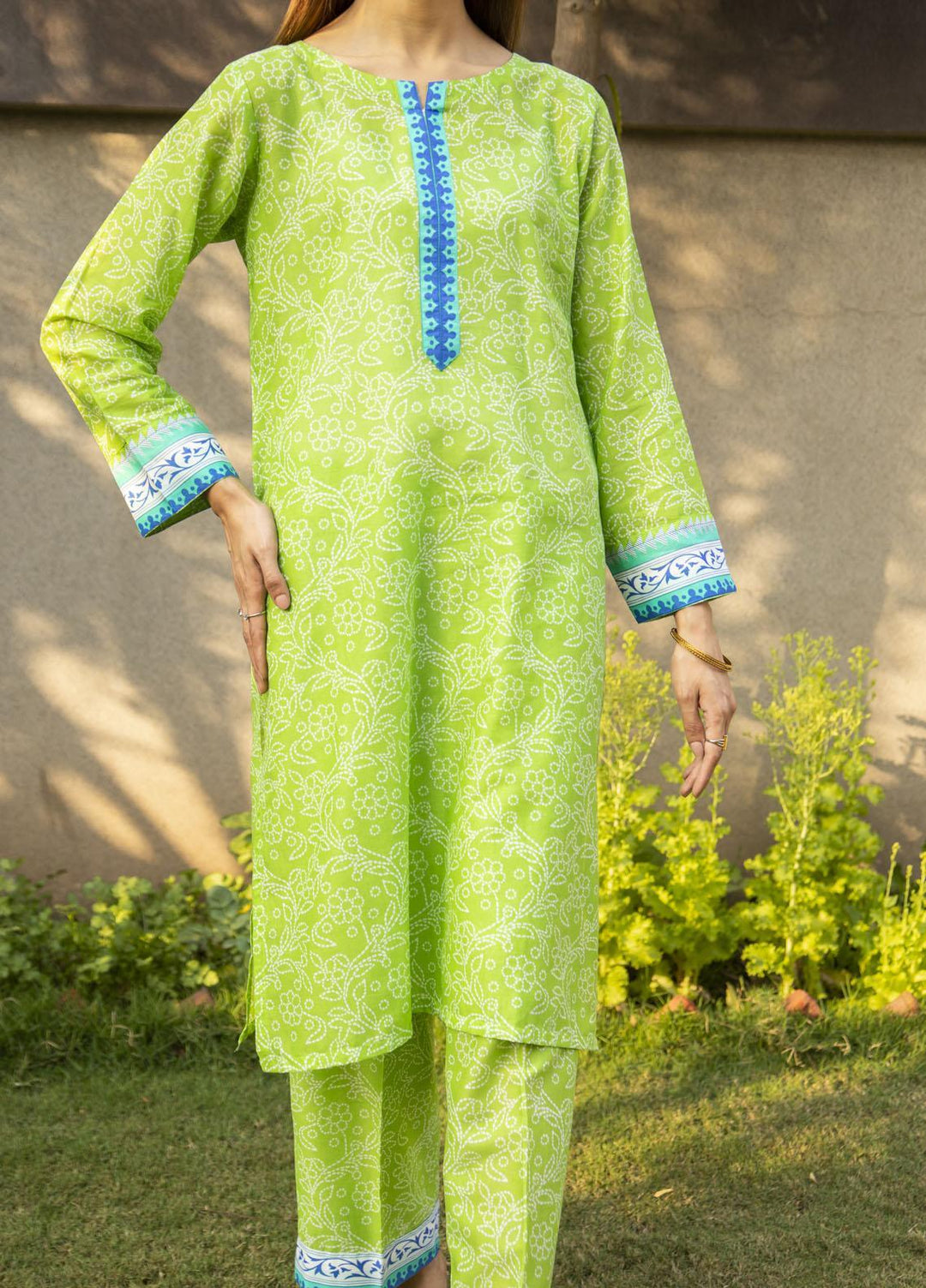 Naaz Couture Casual Pret  Lawn 2 Piece Suit NC23FP Green Chunri