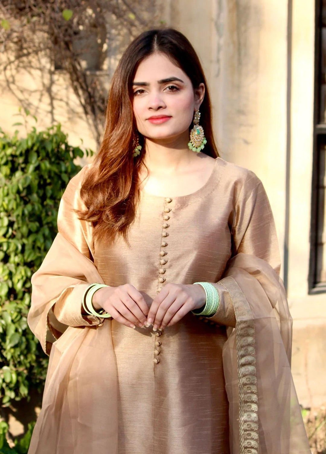 Naaz Couture Luxury Pret  Raw Silk 3 Piece Suit NC23SF Gold