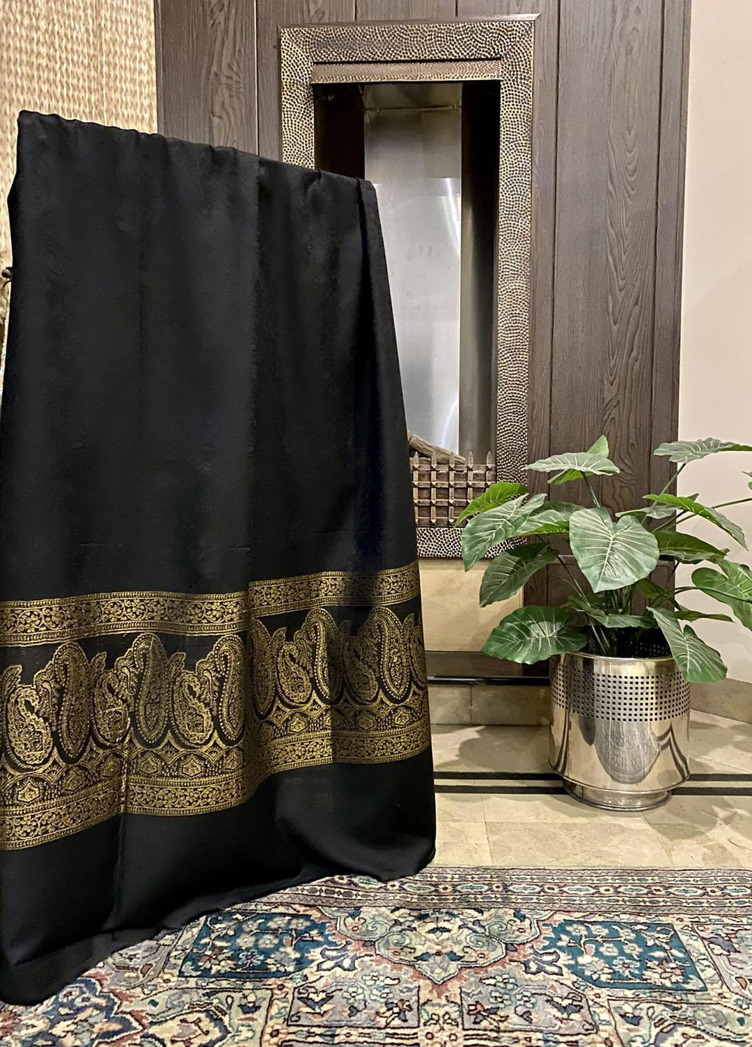Naaz Couture  Wool  Shawls Black Wool Gold Zari-03 - Winter Wool Shawls