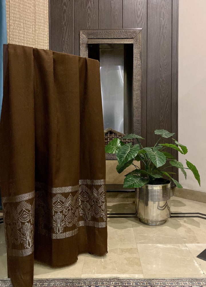 Naaz Couture  Wool  Shawls Brown Wool Zari-10 - Winter Wool Shawls