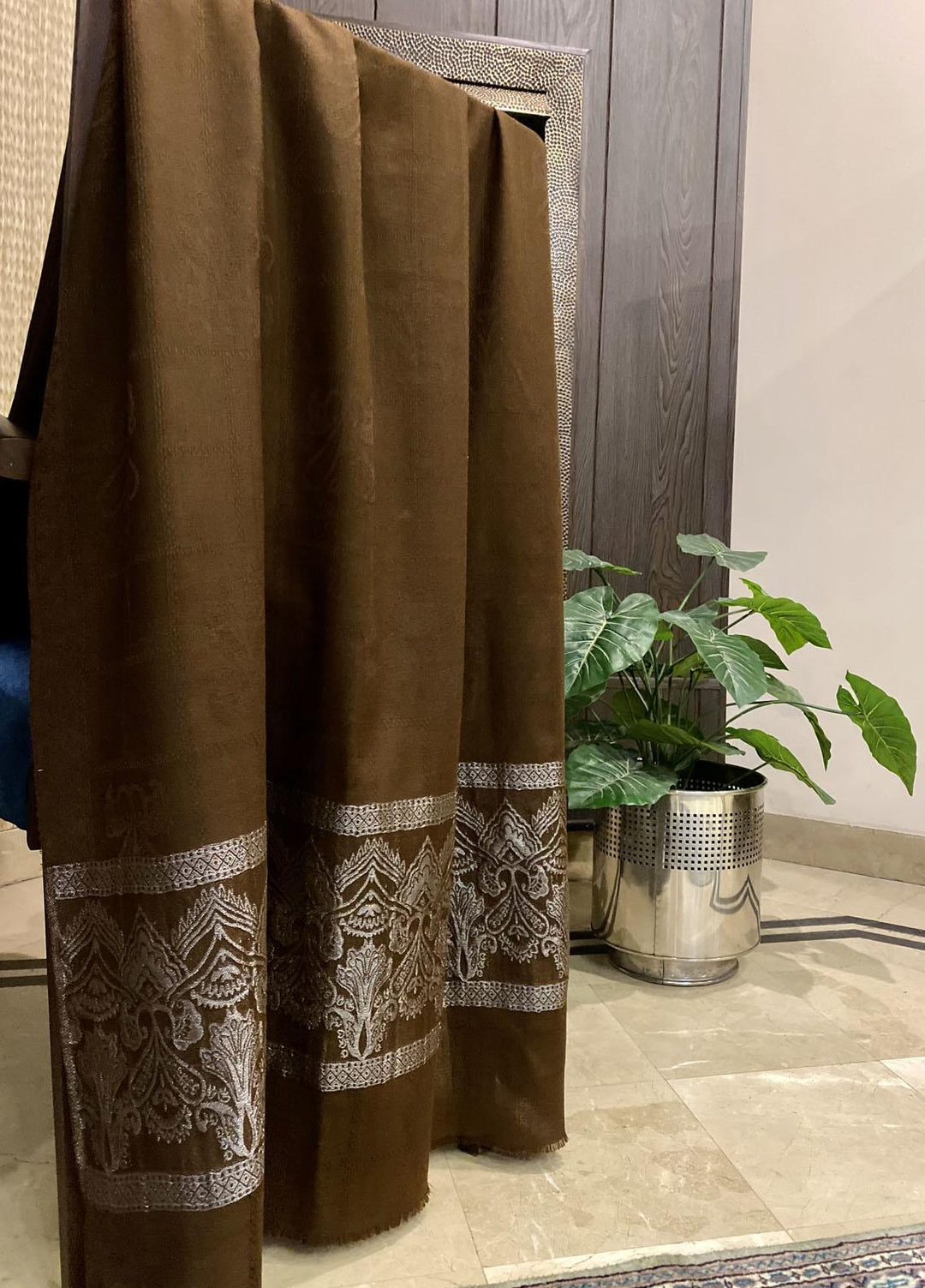 Naaz Couture  Wool  Shawls Brown Wool Zari-10 - Winter Wool Shawls