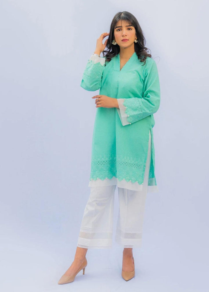 Naaz Couture Pret Casual Lawn Kurti NC22NK Sea Green Chikanari Shirt