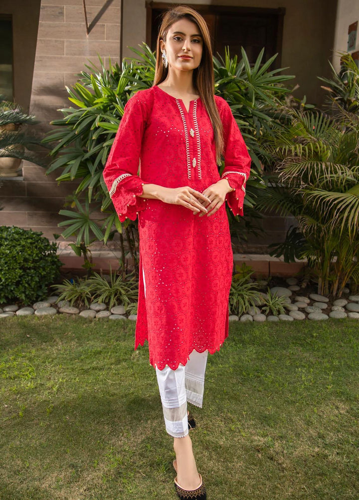 Naaz Couture Casual Pret  Chikankari Lawn Kurta NC23NK-2 Red