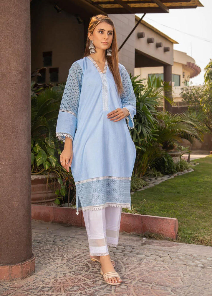 Naaz Couture Casual Pret  Chikankari Lawn Kurta NC23NK-2 Sky Blue
