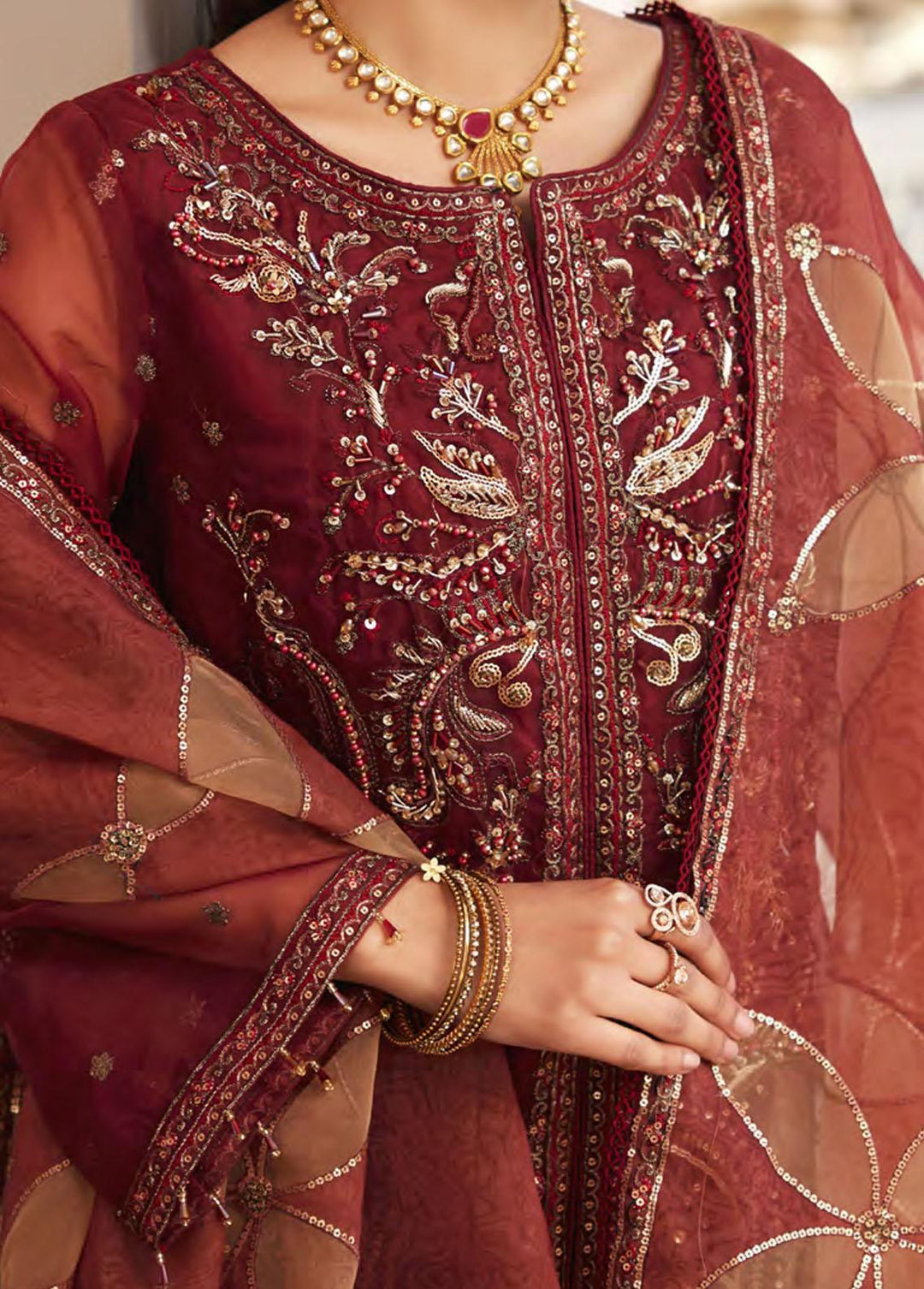 Nafasat By Emaan Adeel Embroidered Organza Suits Unstitched 3 Piece EA23-N2 NF-209 - Luxury Collection