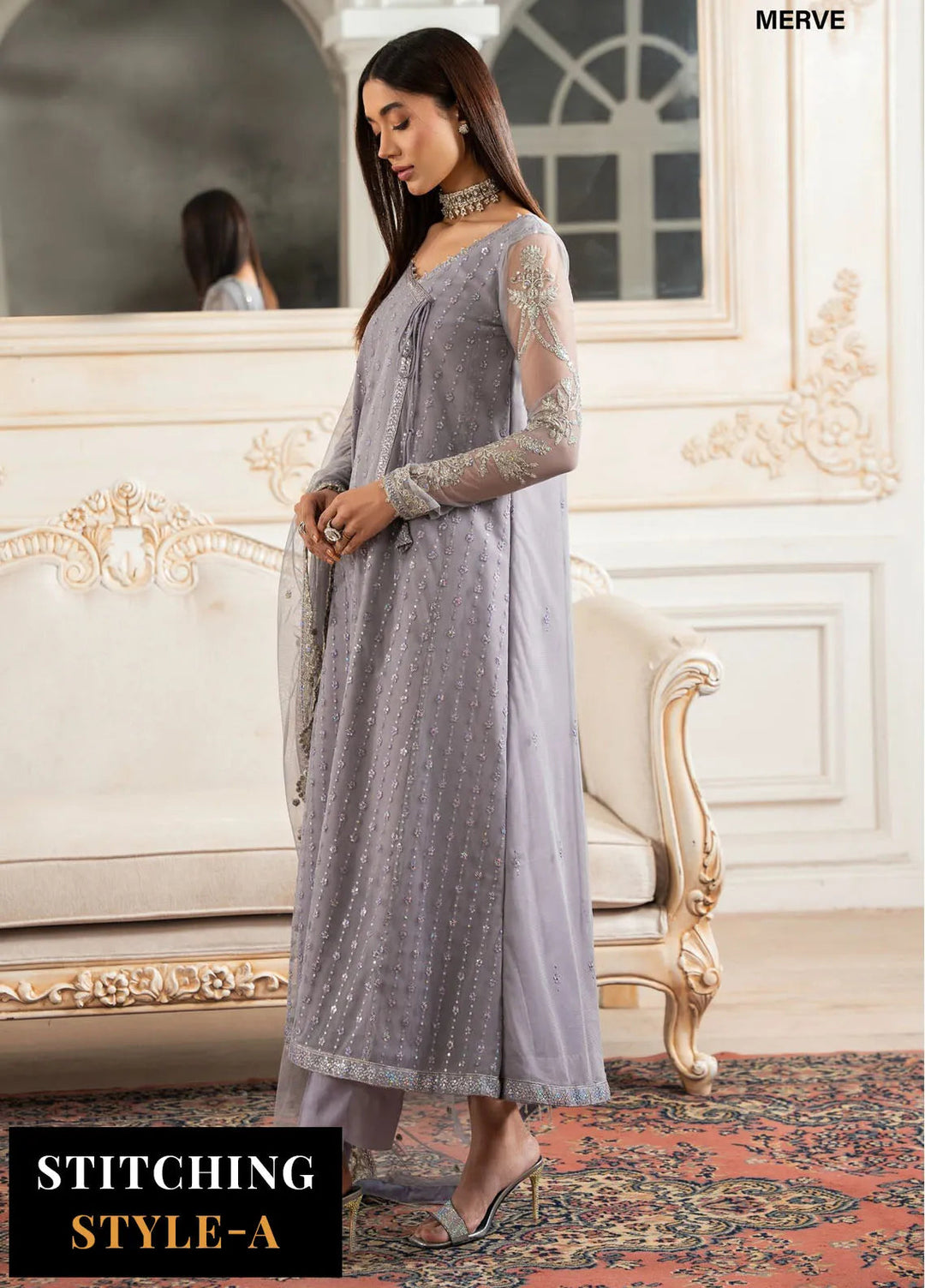 Nafees by Zarif Embroidered Net Suit Unstitched 3 Piece ZR25UF ZNAF-01 Merve - Formals Collection