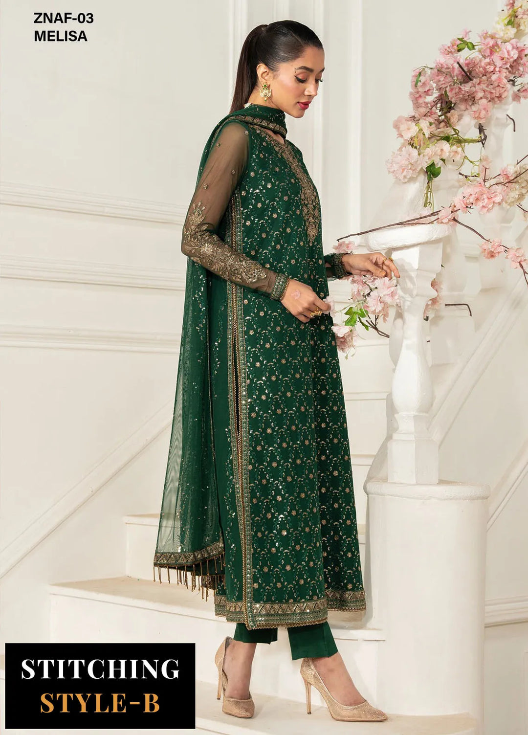 Nafees by Zarif Embroidered Net Suit Unstitched 3 Piece ZF25NF ZNAF-03 Melisa - Formals Collection