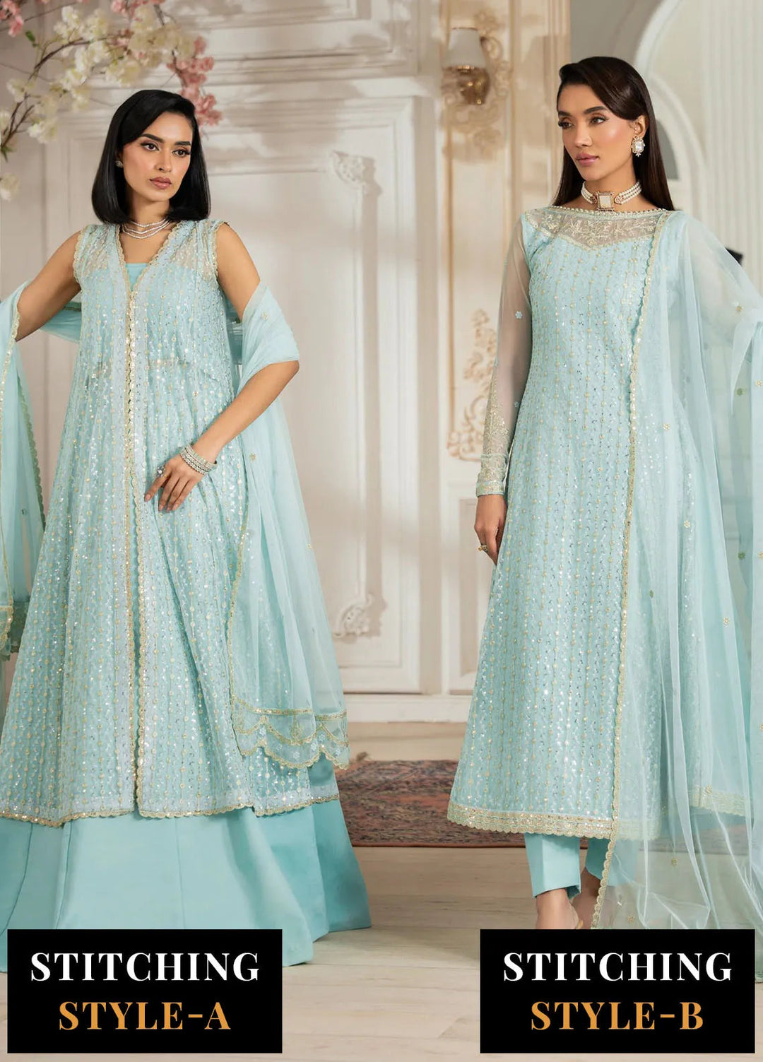 Nafees by Zarif Embroidered Net Suit Unstitched 3 Piece ZR25UF ZNAF-04 Kerem - Formals Collection