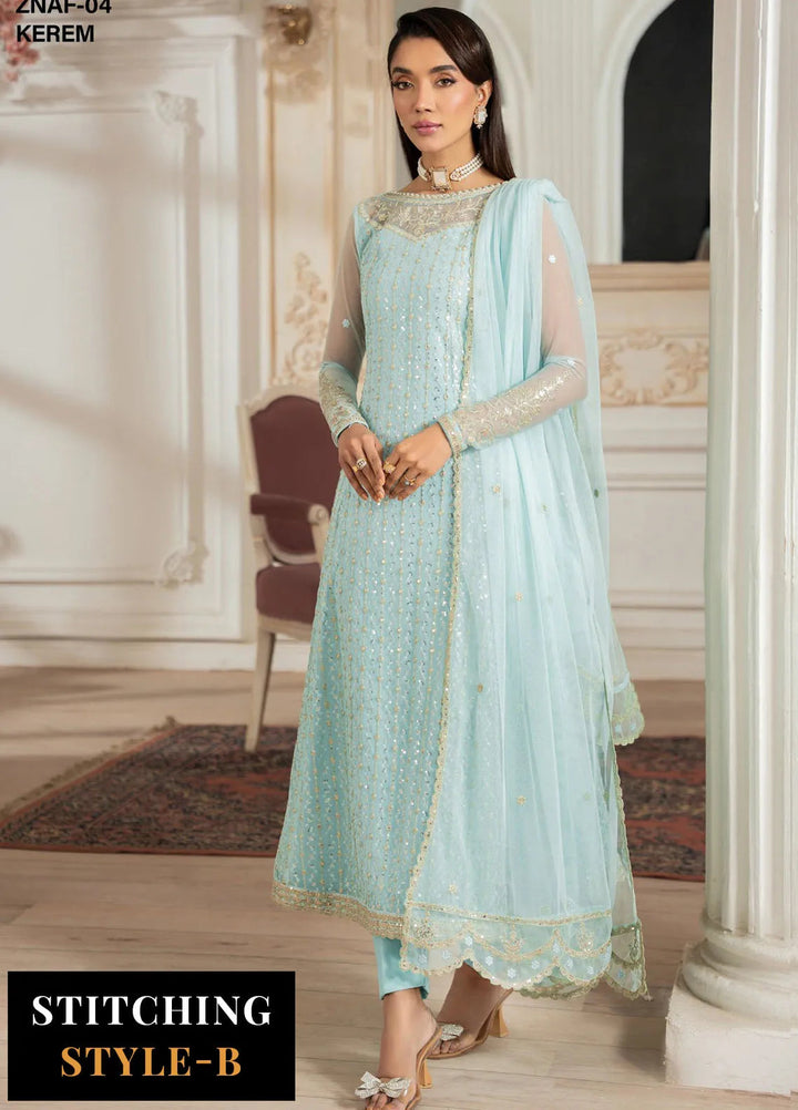Nafees by Zarif Embroidered Net Suit Unstitched 3 Piece ZR25UF ZNAF-04 Kerem - Formals Collection