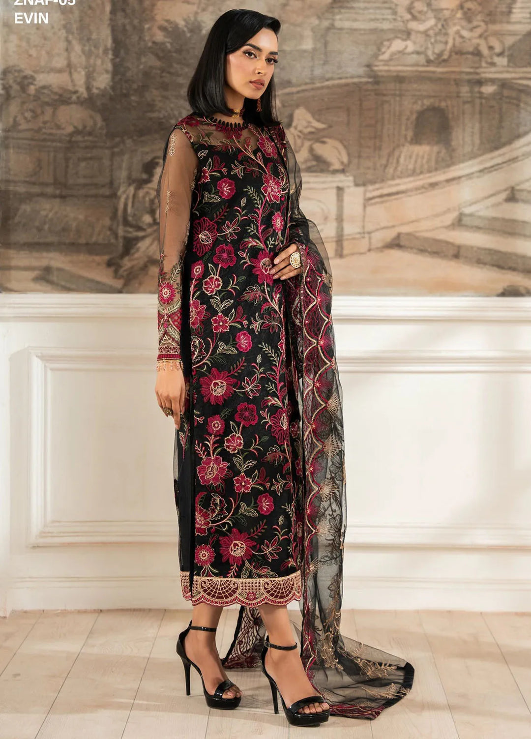 Nafees by Zarif Embroidered Net Suit Unstitched 3 Piece ZF25NF ZNAF-05 Evin - Formals Collection