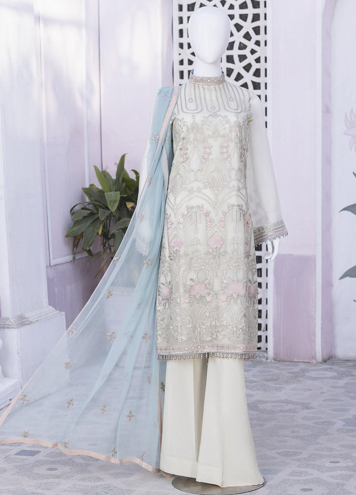 Flossie Embroidered Chiffon Suits Unstitched 3 Piece FS23NF N-807 Pear Sorbet - Festive Collection