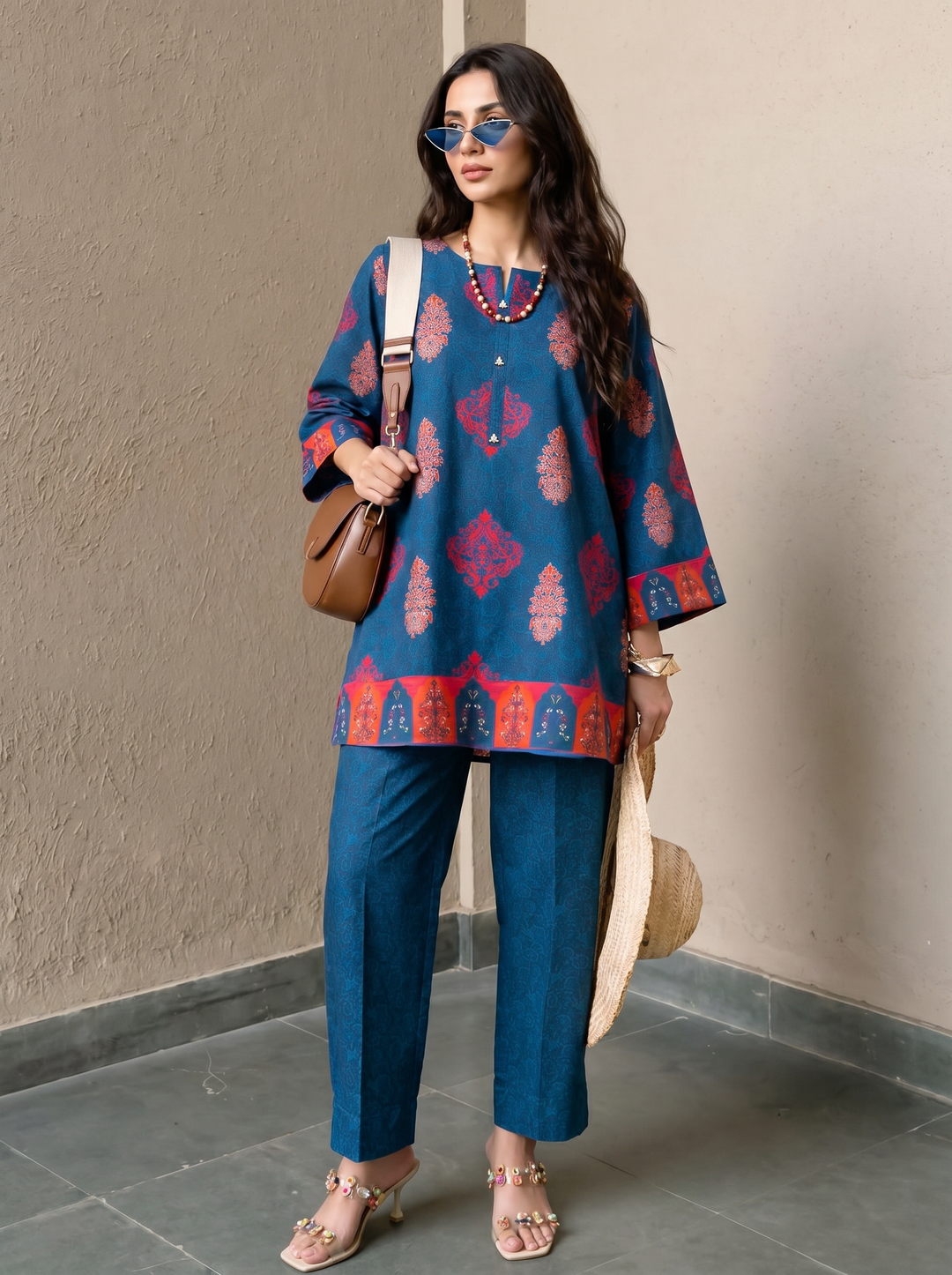 Nairah Women Pret Printed Arabic Lawn Suit NAH26PN Cobalt Blue - Spring Collection