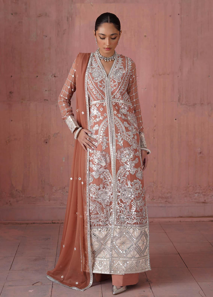 Naqsh By Mashq Embroidered Chiffon Suits Unstitched 3 Piece MAQ22N QFG-0018 The Peach Tree - Luxury Collection