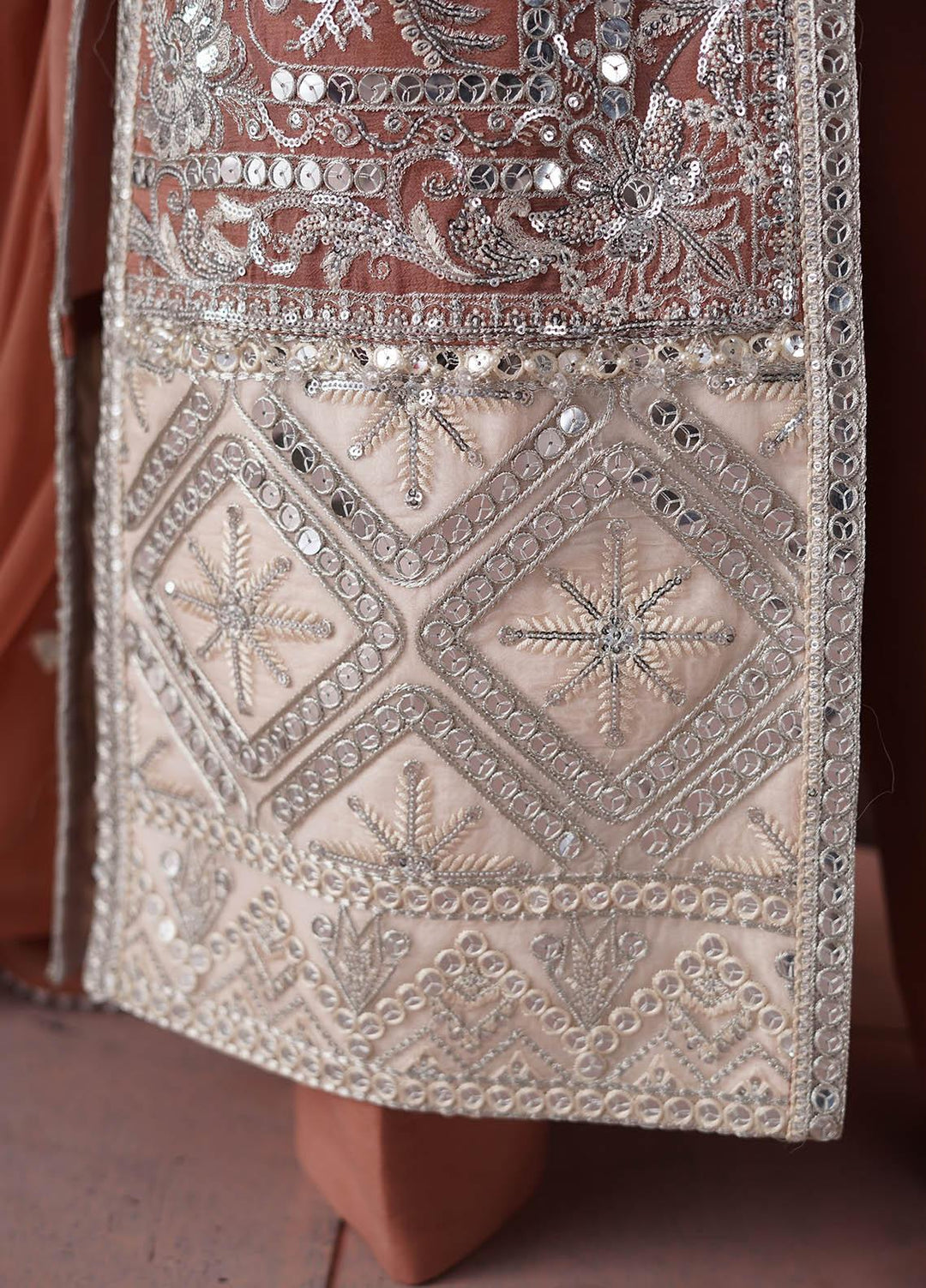 Naqsh By Mashq Embroidered Chiffon Suits Unstitched 3 Piece MAQ22N QFG-0018 The Peach Tree - Luxury Collection