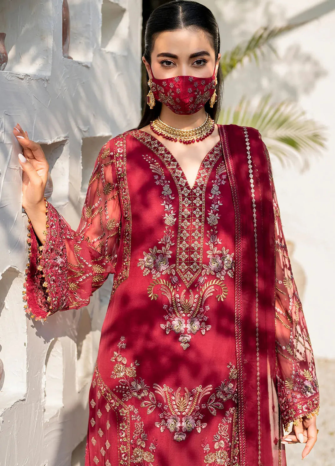 Naqsh by Safeera Embroidered Chiffon Suit Unstitched 3 Piece FL24NQ S-1402 - Formal Collection