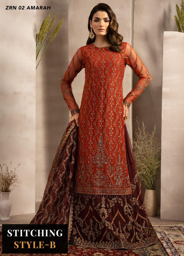 Naqsh By Zarif Embroidered Net Suits Unstitched 4 Piece ZF23NQ ZRN 02 Amarah - Festive Collection