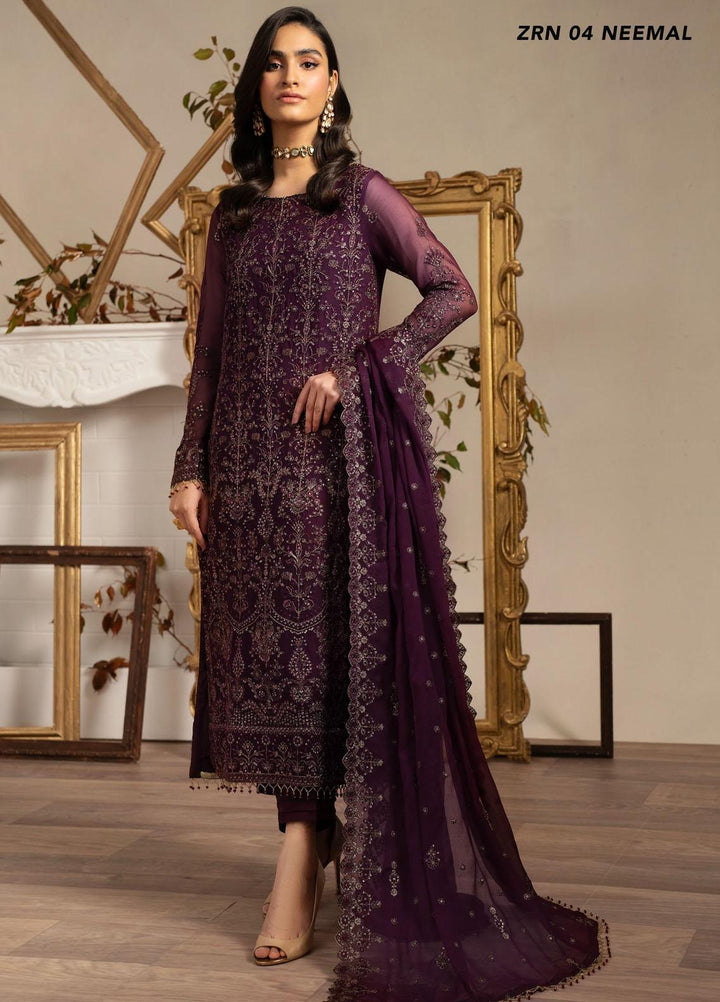Naqsh By Zarif Embroidered Chiffon Suits Unstitched 3 Piece ZR25UF ZRN 04 Neemal - Festive Collection