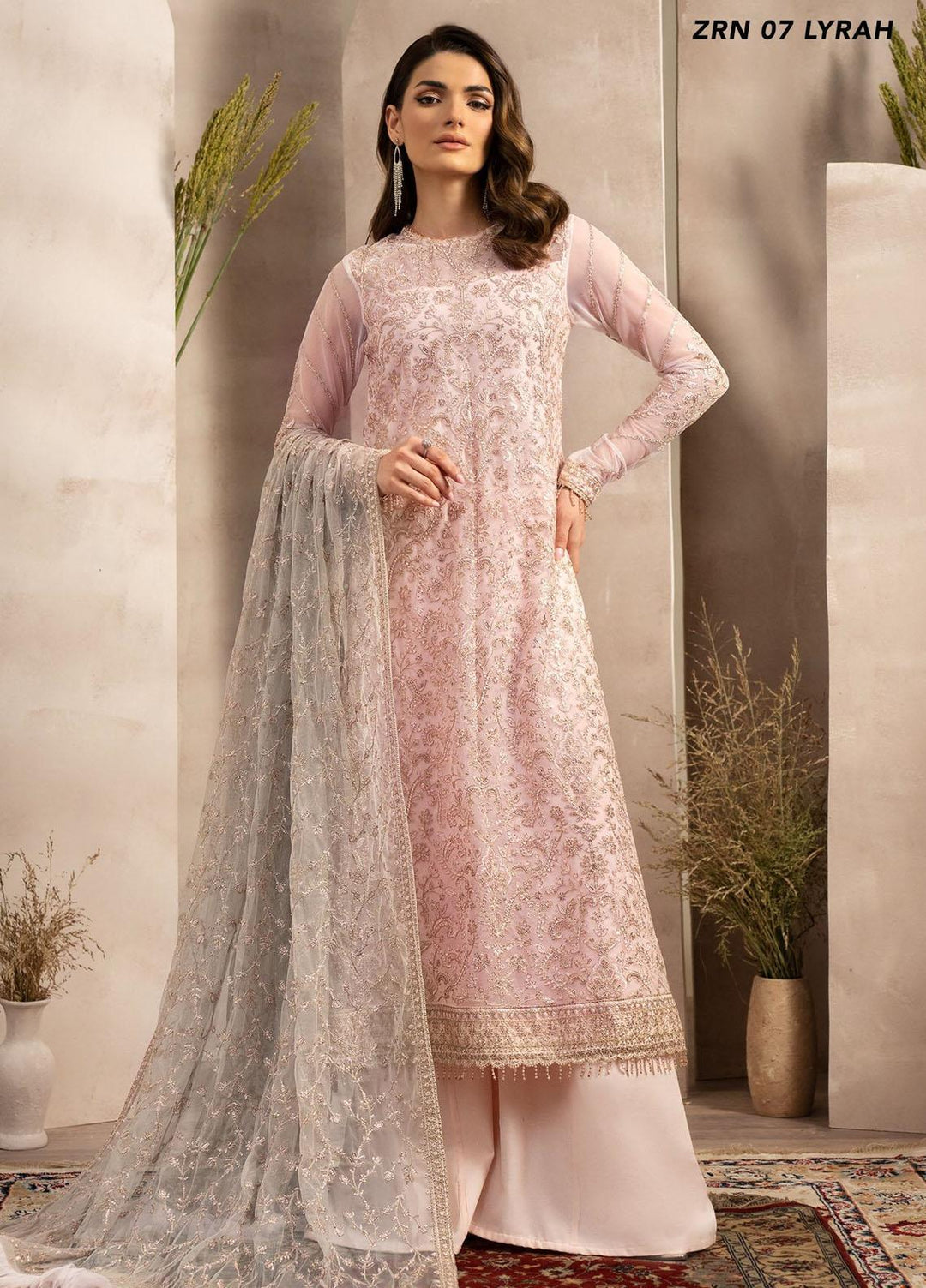 Naqsh By Zarif Embroidered Net Suits Unstitched 3 Piece ZF23NQ ZRN 07 Lyrah - Festive Collection