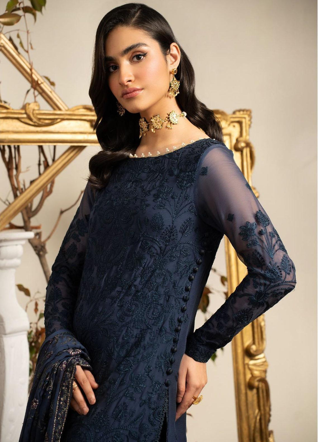 Naqsh By Zarif Embroidered Chiffon Suits Unstitched 3 Piece ZF23NQ ZRN 08 Jessy - Festive Collection