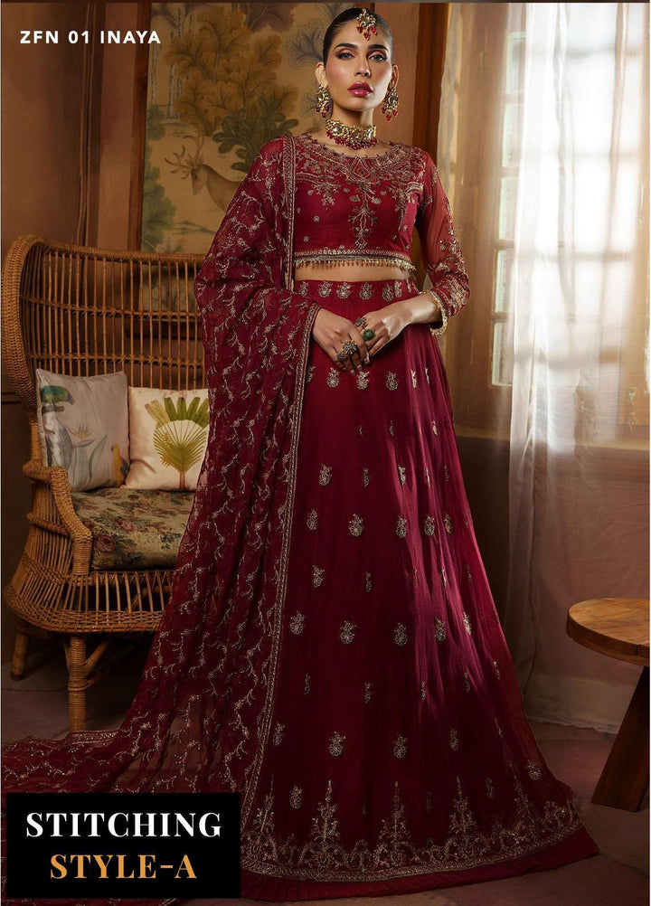 Nauroz By Zarif Embroidered Net Suits Unstitched 3 Piece ZF23NZ ZFN 01 Inaya - Festive Collection