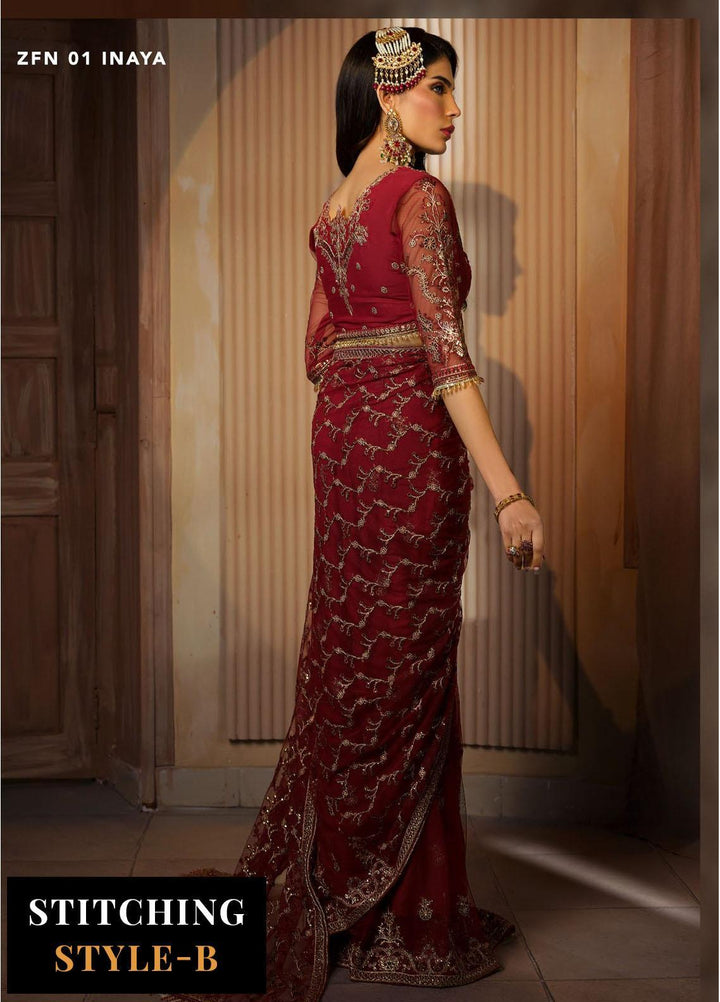 Nauroz By Zarif Embroidered Net Suits Unstitched 3 Piece ZF23NZ ZFN 01 Inaya - Festive Collection