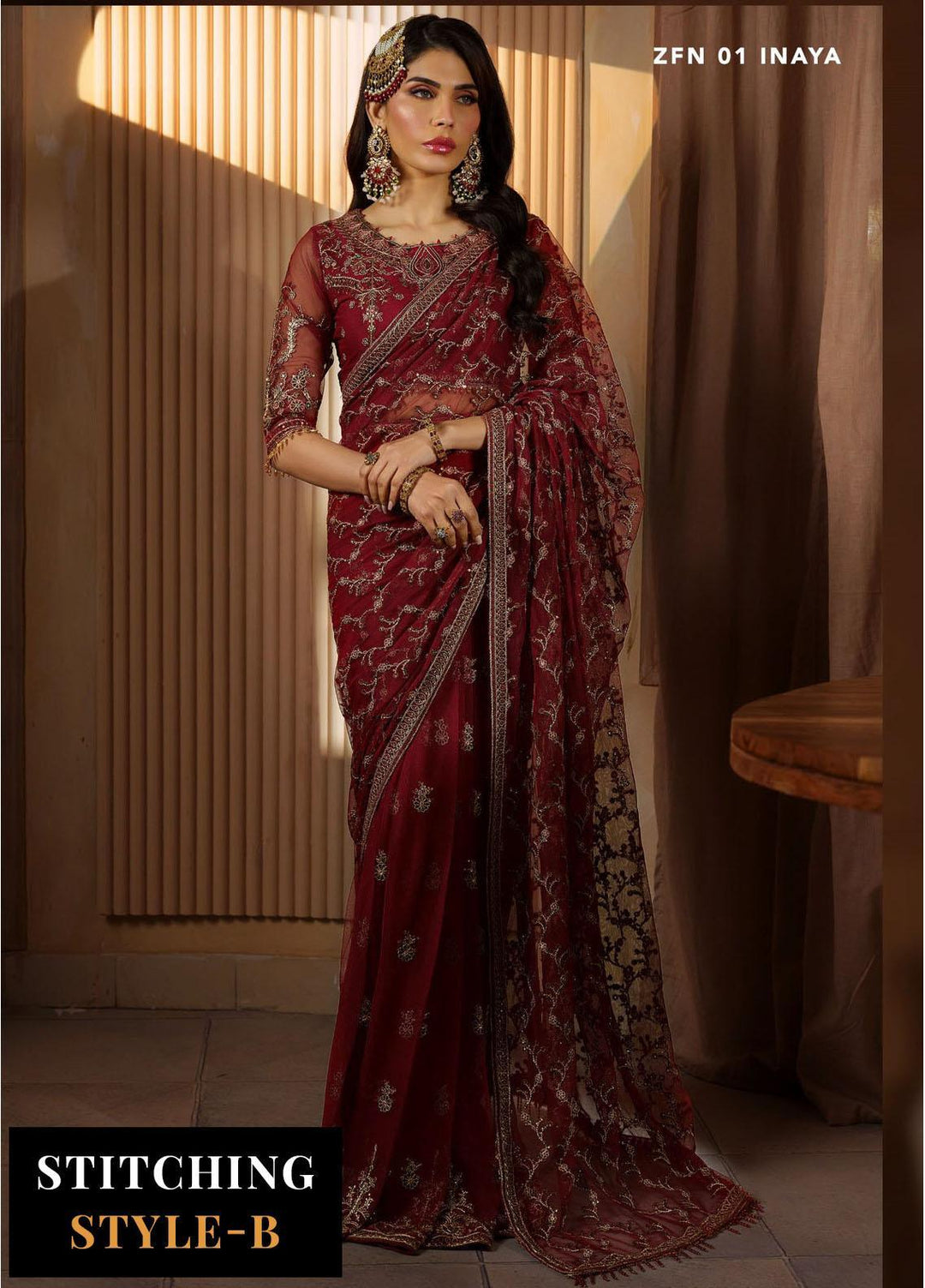 Nauroz By Zarif Embroidered Net Suits Unstitched 3 Piece ZF23NZ ZFN 01 Inaya - Festive Collection