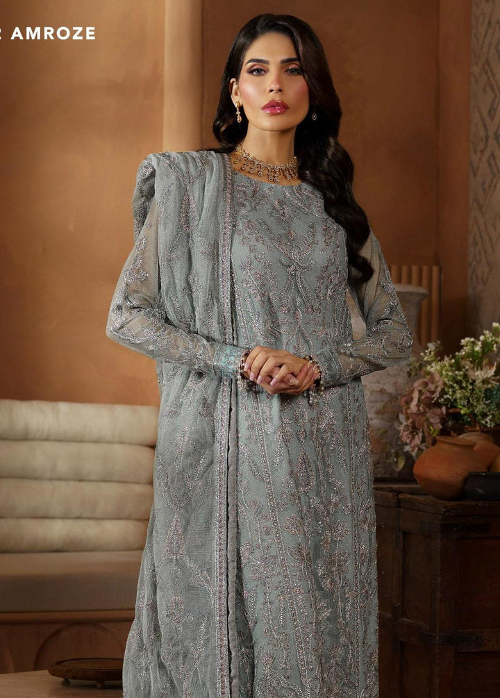 Nauroz By Zarif Embroidered Net Suits Unstitched 3 Piece ZF23NZ ZFN 02 Amroze - Festive Collection