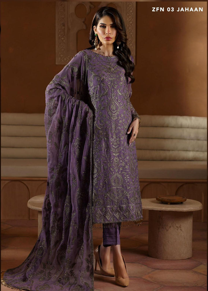 Nauroz By Zarif Embroidered Chiffon Suits Unstitched 3 Piece ZF23NZ ZFN 03 Jahaan - Festive Collection