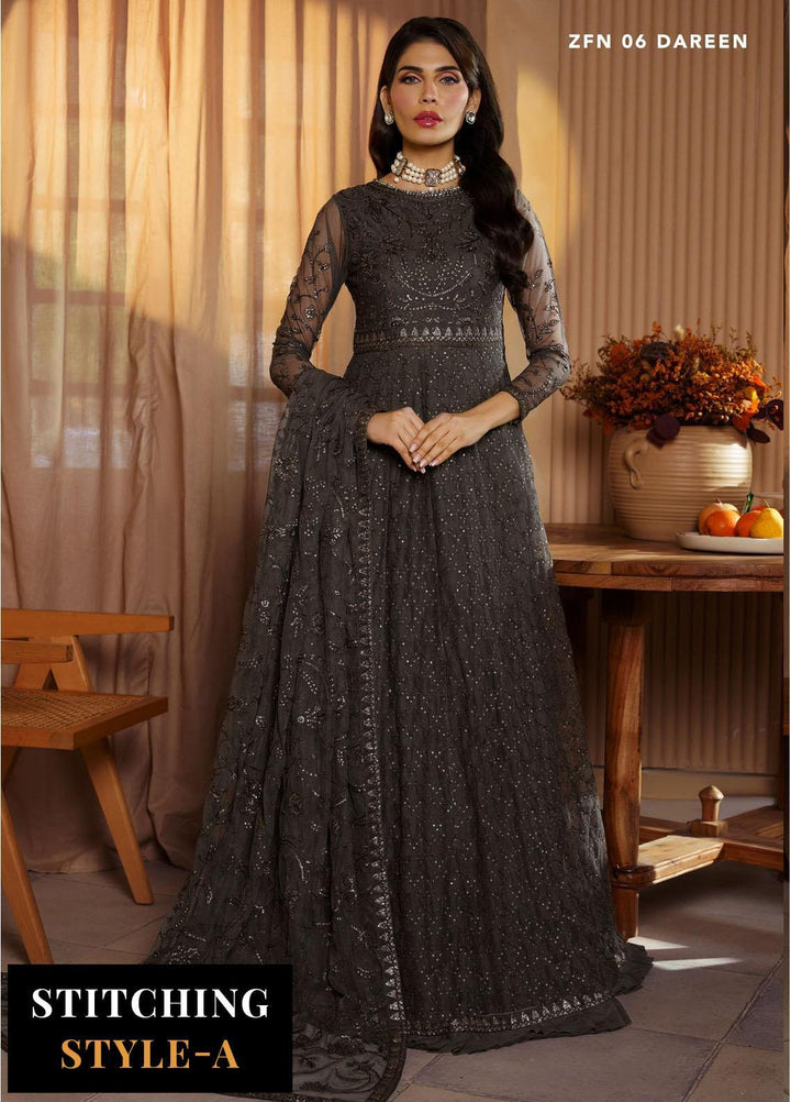 Nauroz By Zarif Embroidered Net Suits Unstitched 3 Piece ZF23NZ ZFN 06 Dareen - Festive Collection