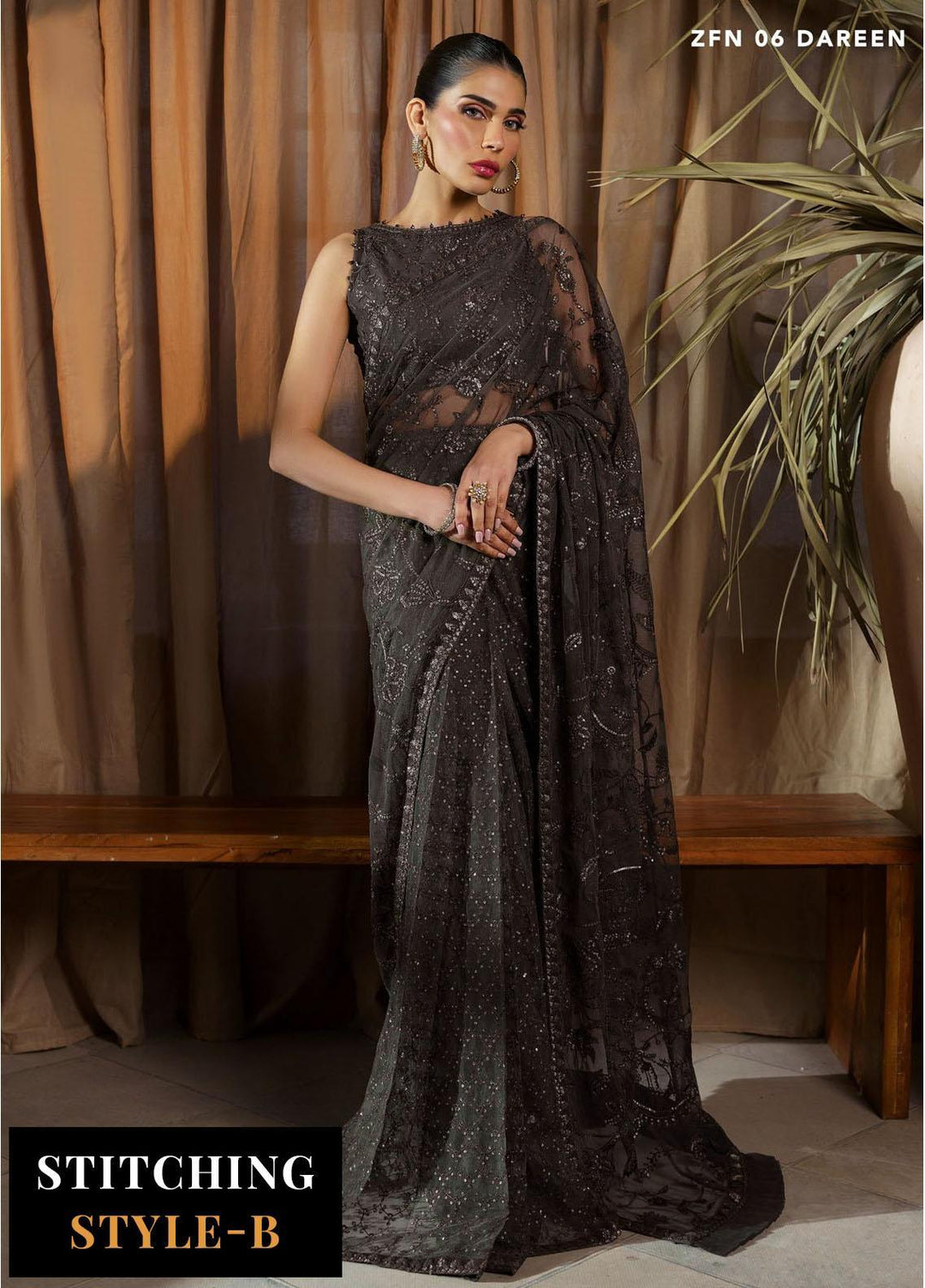Nauroz By Zarif Embroidered Net Suits Unstitched 3 Piece ZF23NZ ZFN 06 Dareen - Festive Collection