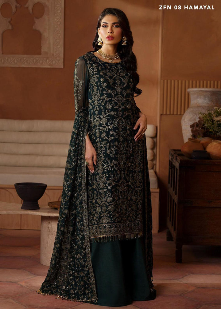 Nauroz By Zarif Embroidered Chiffon Suits Unstitched 3 Piece ZF23NZ ZFN 08 Hamayal - Festive Collection