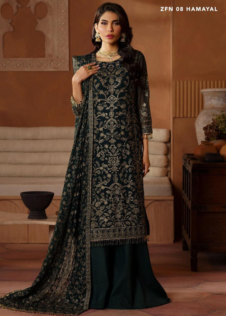 Nauroz By Zarif Embroidered Chiffon Suits Unstitched 3 Piece ZF23NZ ZFN 08 Hamayal - Festive Collection