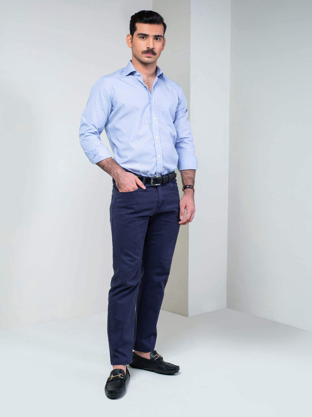 Brumano Solids Cotton Trouser Navy Blue Five Pocket Trouser