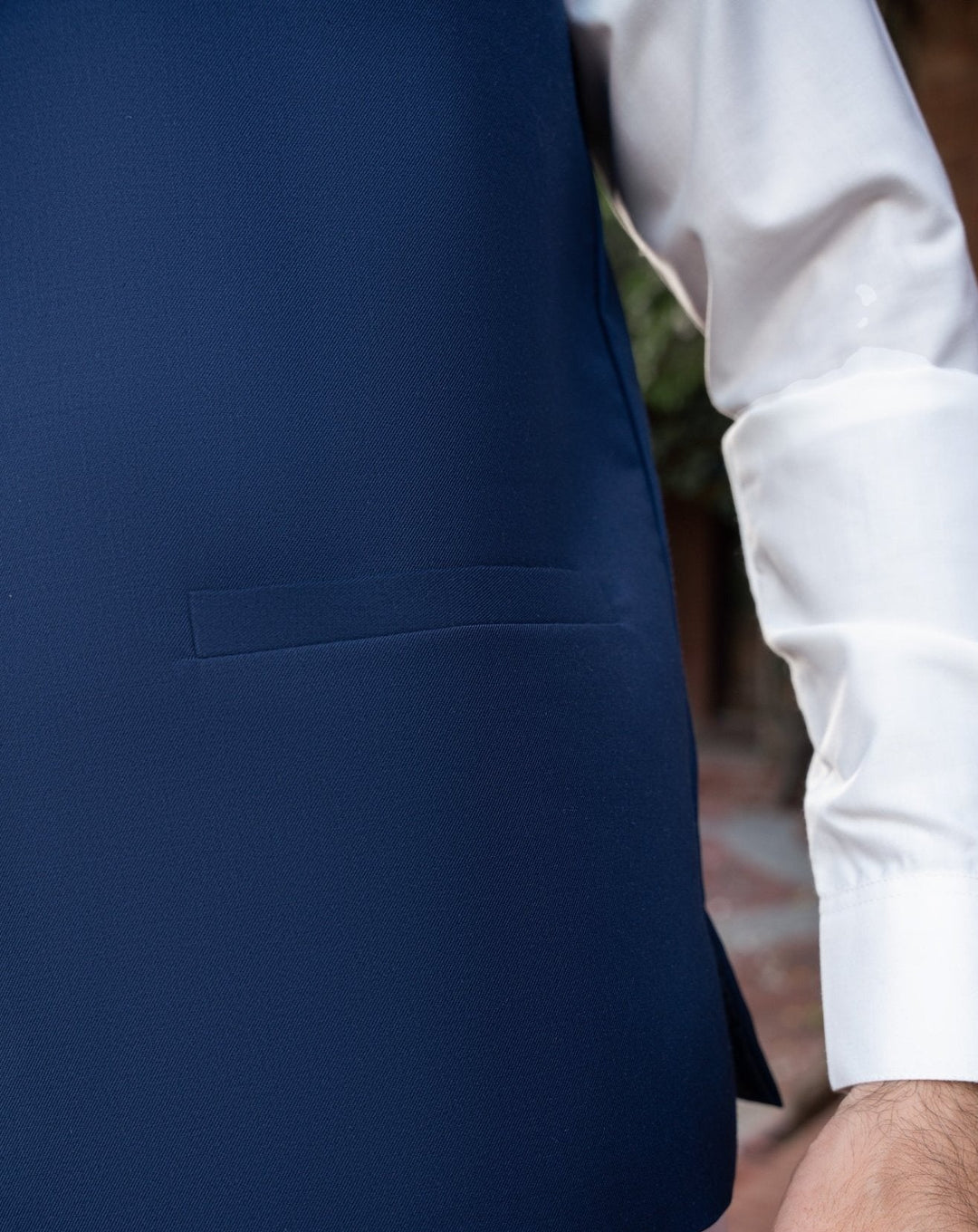 Muraqsh Ready To Wear Solids Cotton Men Navy Blue Suiting Waistcoat Round Cut MUR-NB - Summer Collection