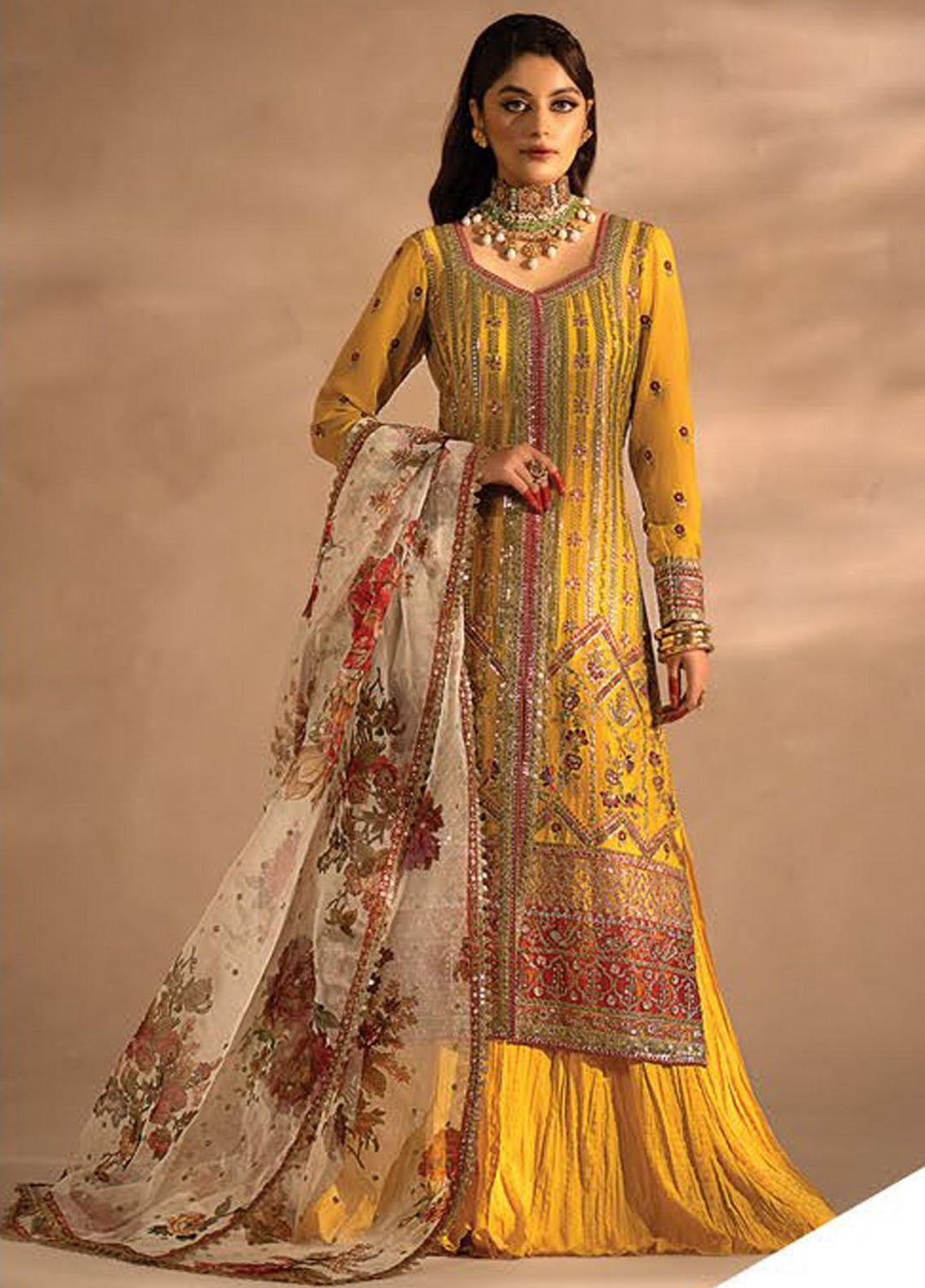 Nayab By Myeesha Embroidered Chiffon Suits Unstitched 4 Piece MYA23N MF23-05 Pukhraaj - Festive Collection