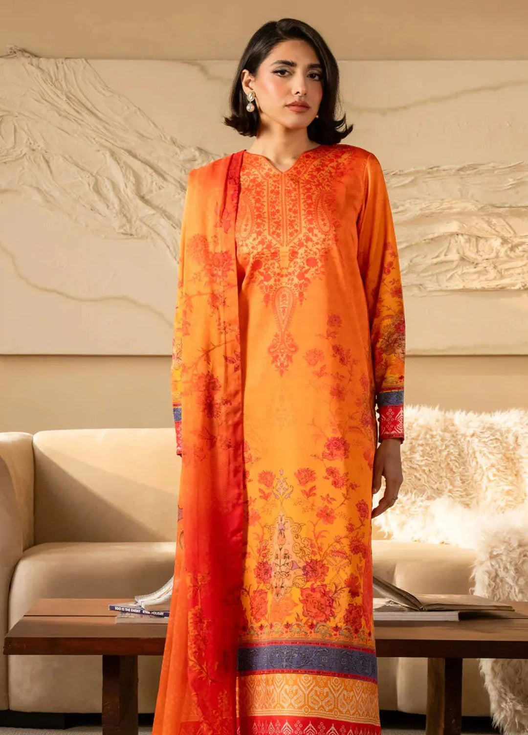 Nazm by Maryum N Maria Printed Silk Suits Unstitched 3 Piece MNM25N MS50457-Ophelia - Fall Collection