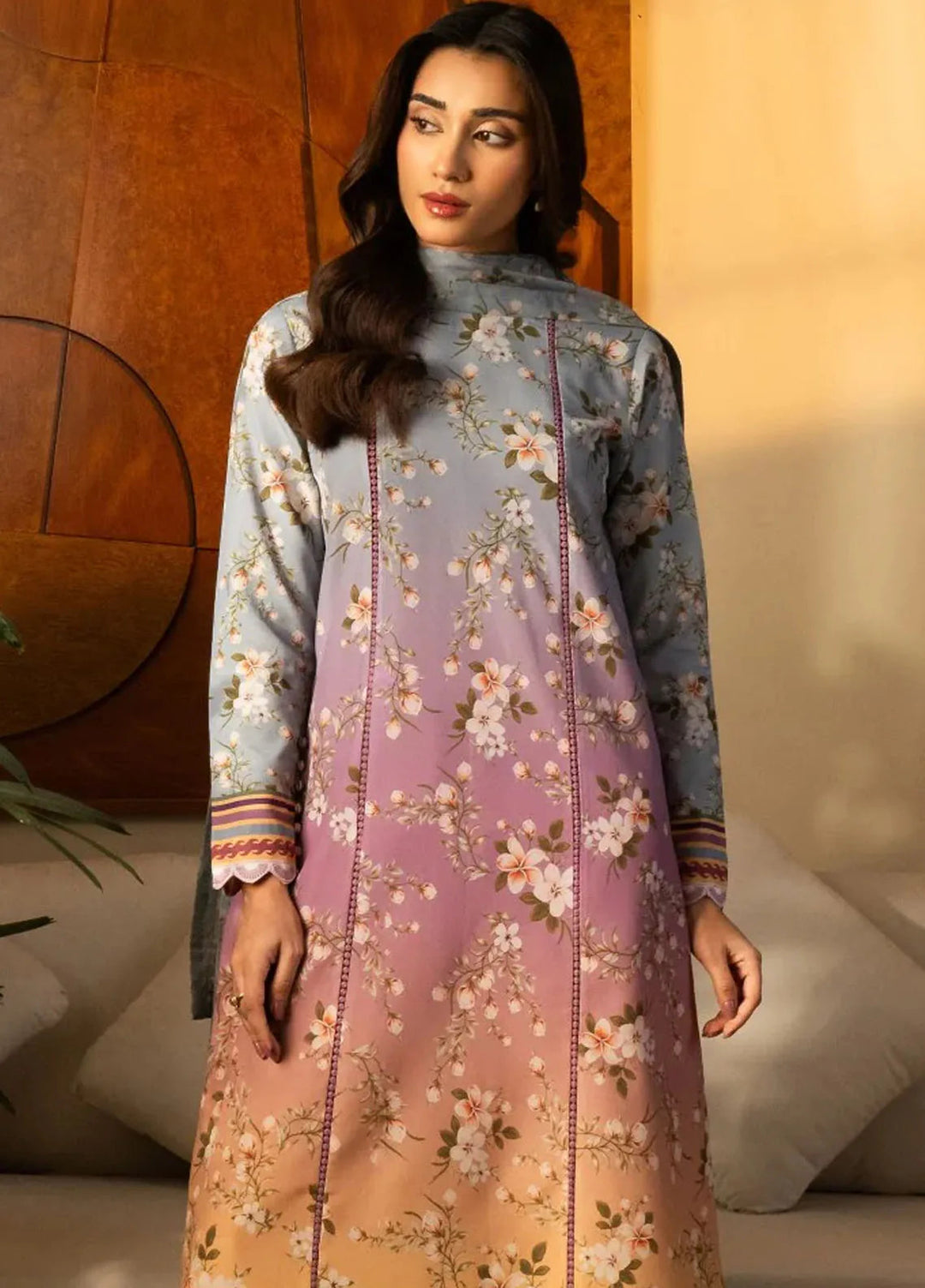 Nazm by Maryum N Maria Printed Silk Suits Unstitched 3 Piece MNM25N MS50458-Lana - Fall Collection