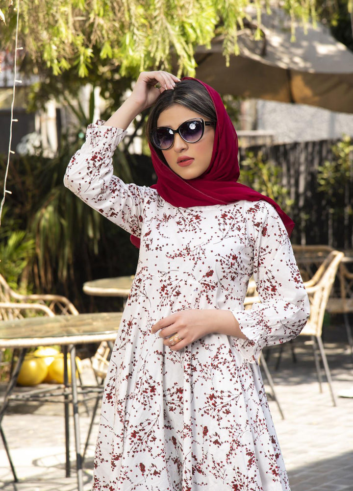 Nazmina Pret  Lawn Western Dress FR-598 SPLASH WHITE
