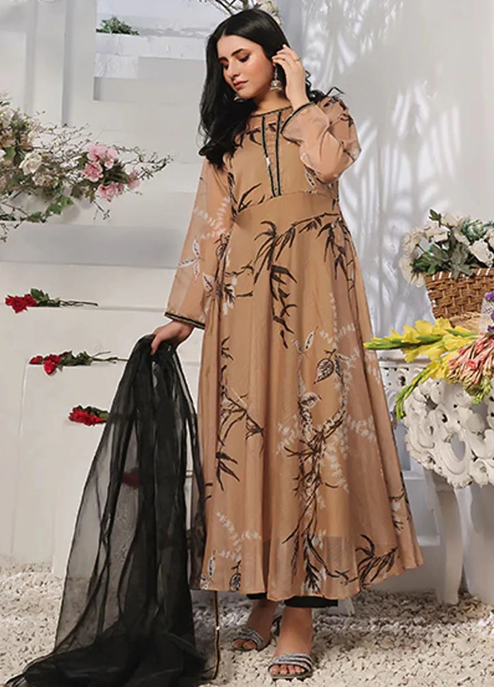 Nazmina Pret Casual Chiffon 3 Piece Suit Margaritic Orchid FRT-68