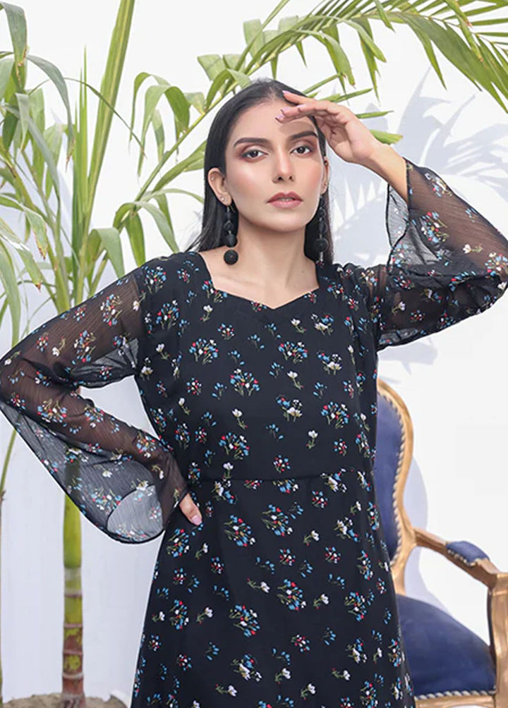 Nazmina Pret Fancy Chiffon Frock FR-732 Coal Blues