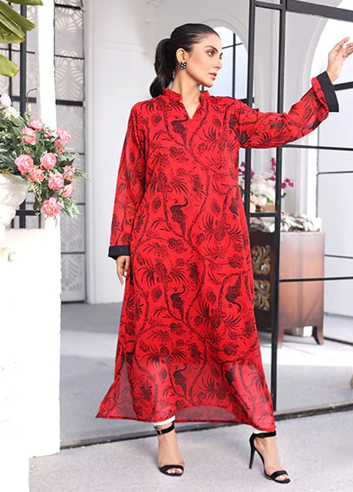 Nazmina Pret Fancy Chiffon Frock FR-740 Ruby Red