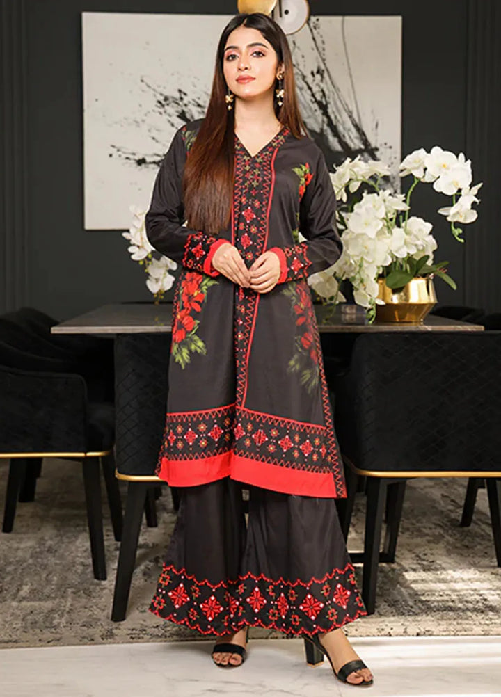 Nazmina Pret Printed Crepe 2 Piece Suit Comets Trail ZA-01