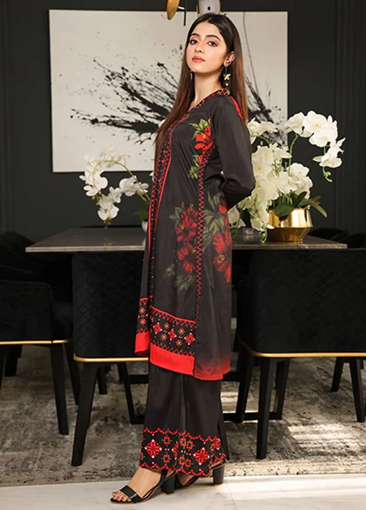 Nazmina Pret Printed Crepe 2 Piece Suit Comets Trail ZA-01