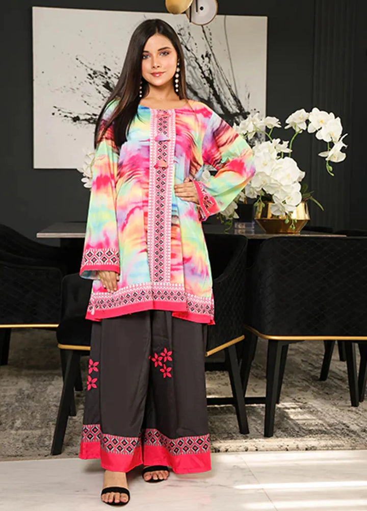 Nazmina Pret Printed Crepe 2 Piece Suit Solar Flare ZA-14