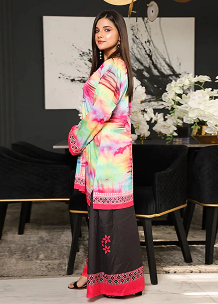 Nazmina Pret Printed Crepe 2 Piece Suit Solar Flare ZA-14