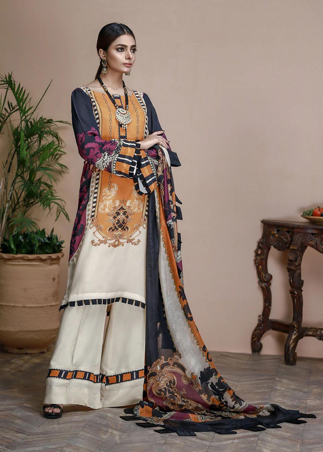 Nazneen By Afifa Iftikhar Embroidered Grip Suits Unstitched 3 Piece AI22N D004OFWHT Noor-e-Chashm - Premium Collection