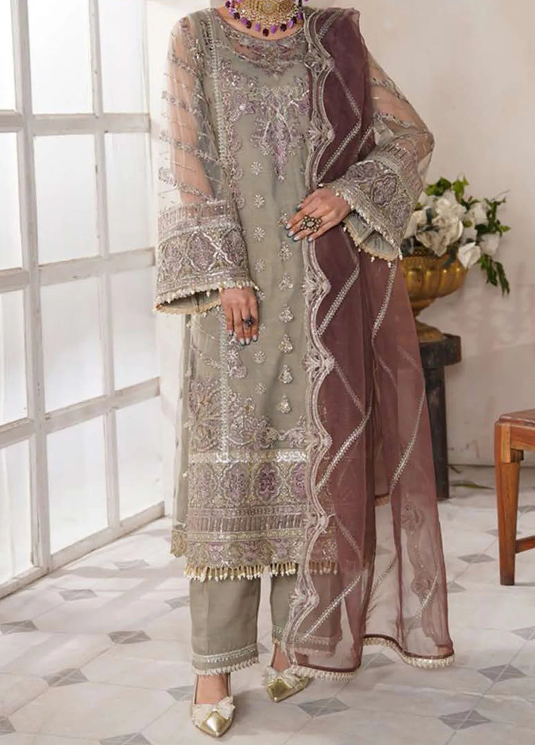 Nazneen by Avyana  Embroidered Net Suit Unstitched 4 Piece AV24N Inara - Formal Collection