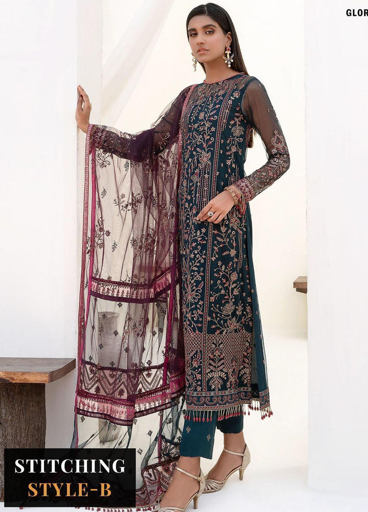 Nazneen By Zarif Embroidered Net Suits Unstitched 3 Piece ZF23N ZN 01 Glory - Luxury Formal Collection