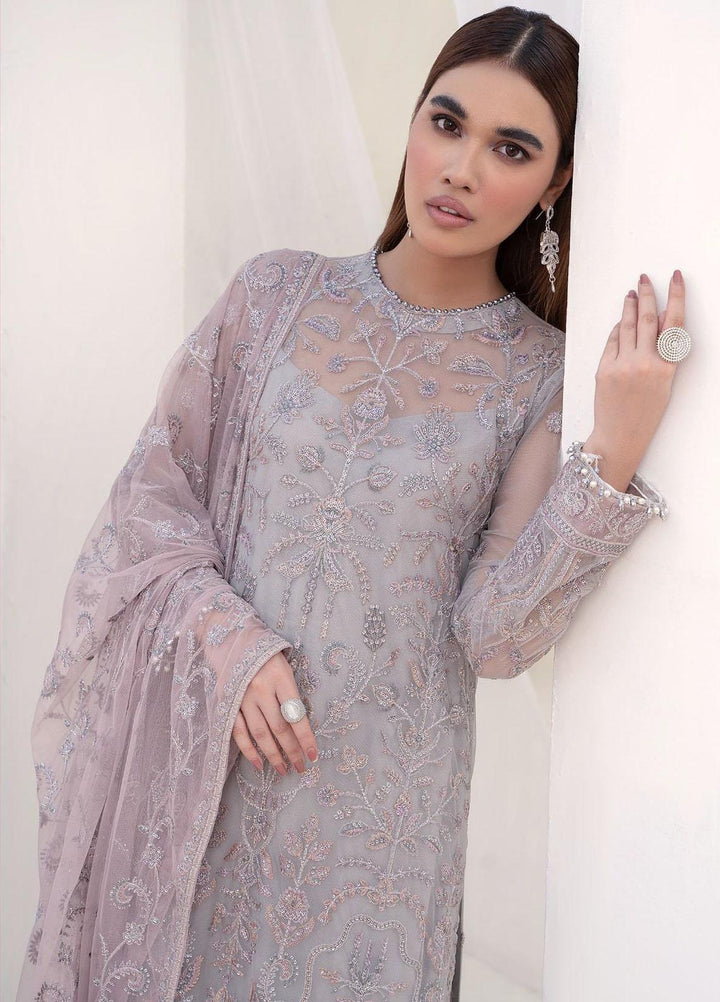 Nazneen By Zarif Embroidered Net Suits Unstitched 3 Piece ZF23N ZN 02 Misty - Luxury Formal Collection
